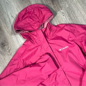 Columbia Omni-tech Womens L Waterproof Zip Nylon Pink Windbreaker Rain Jacket